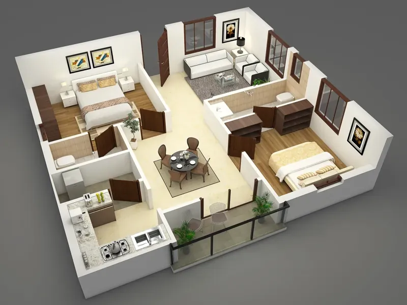 2 BHK indicative floor plan at Sobha Hennur