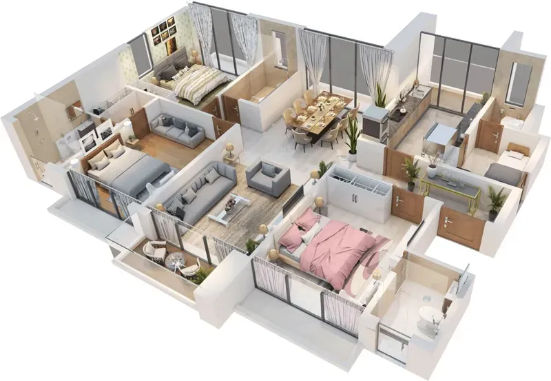 4 BHK Luxe Suite indicative floor plan at Sobha Hennur