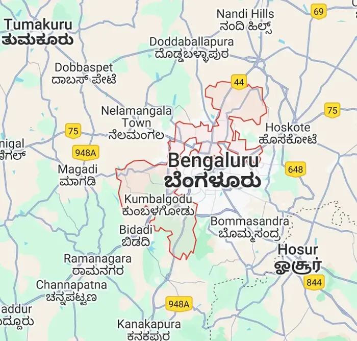 Location map of Sobha Hennur on Hennur Main Road North Bengaluru